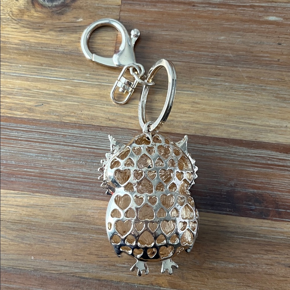 Owl Rhinestone Crystal Keychain Red - Picture 3 of 4